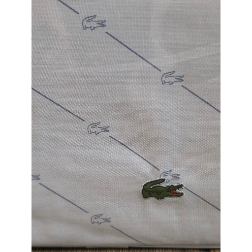 Lacoste Cal King Sheet Set 4pc 100% Cotton Percale Diagonal Crocs Steel Blue NEW